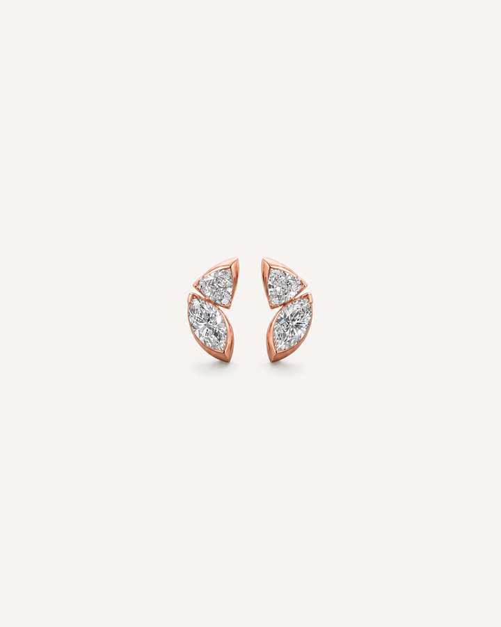 Split Leaf Studs - Rose Gold