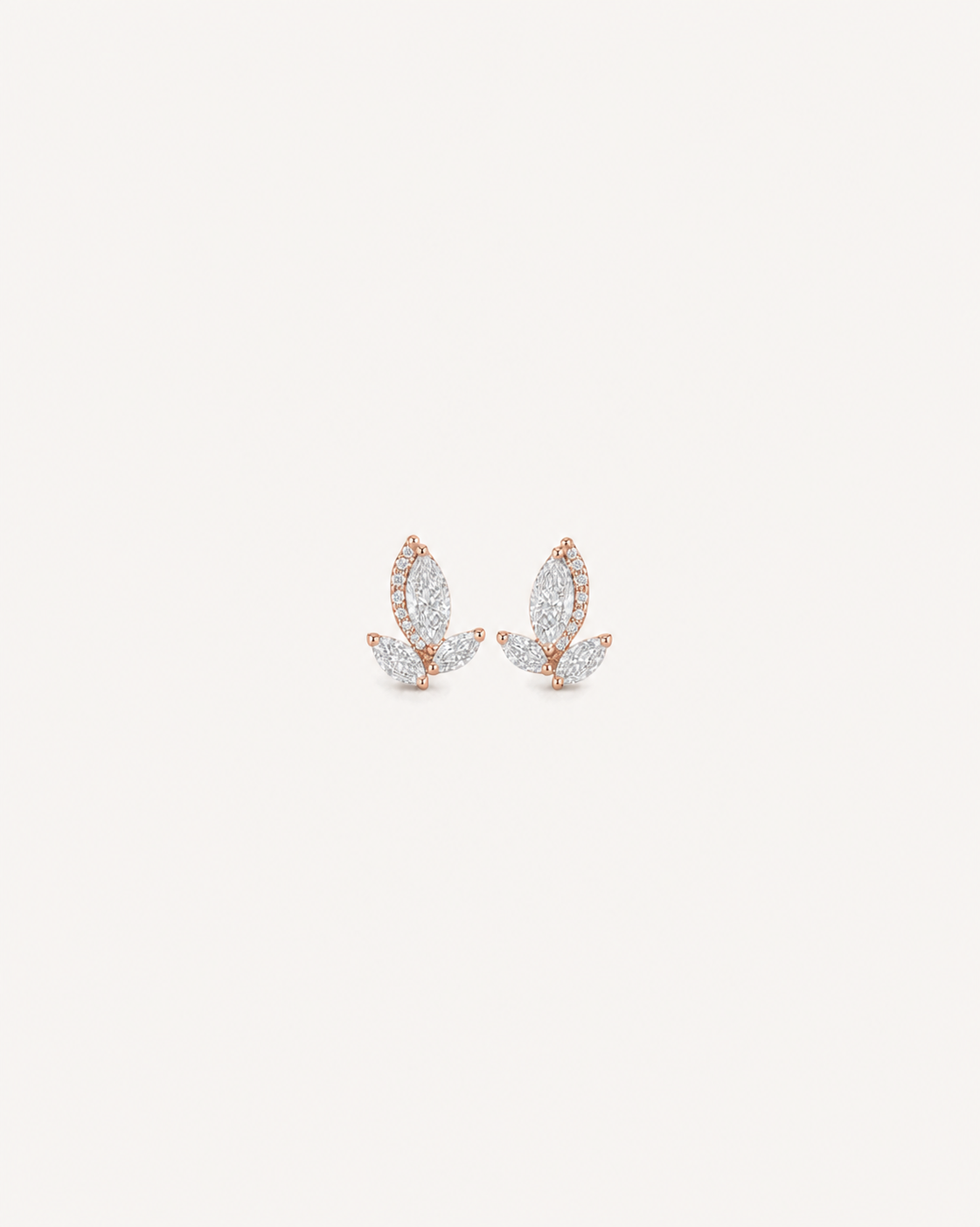 Marquise Leaf Studs - Rose Gold