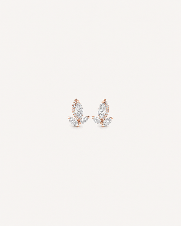 Marquise Leaf Studs - Rose Gold