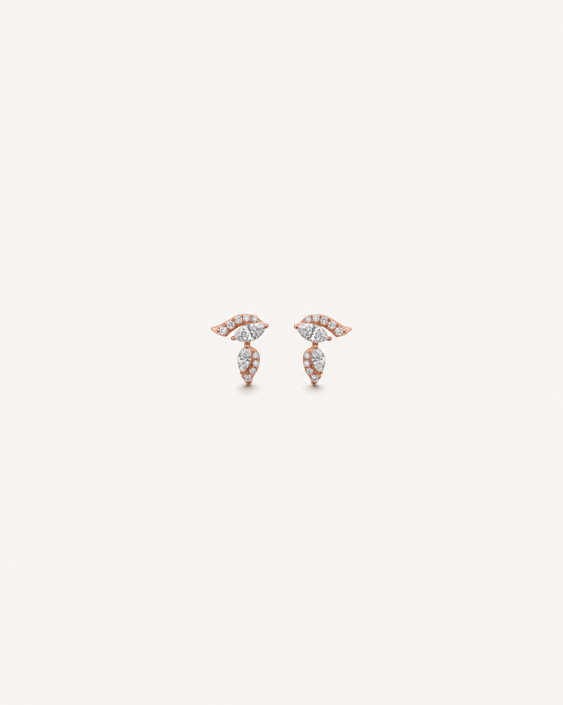 Curved Leaf Drop Earrings - Rose Gold