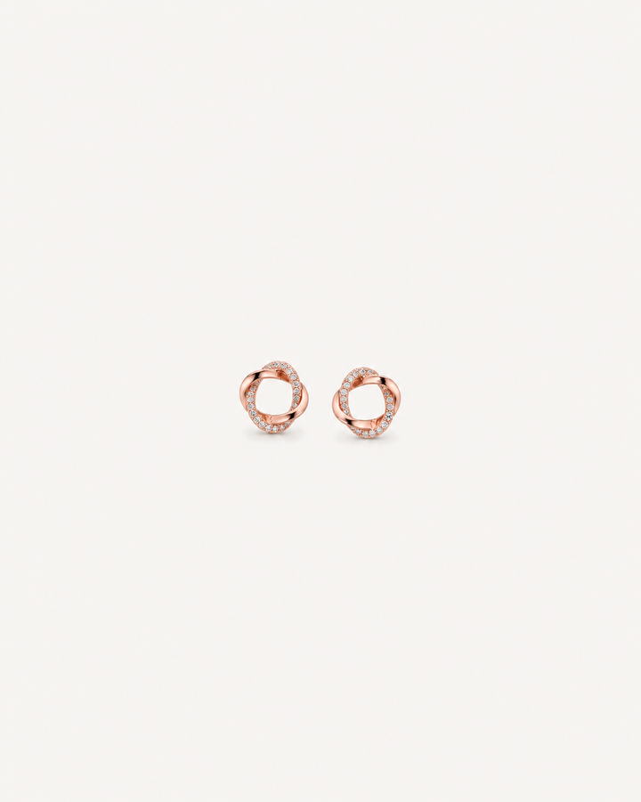 Twisted Circle Studs - Rose Gold
