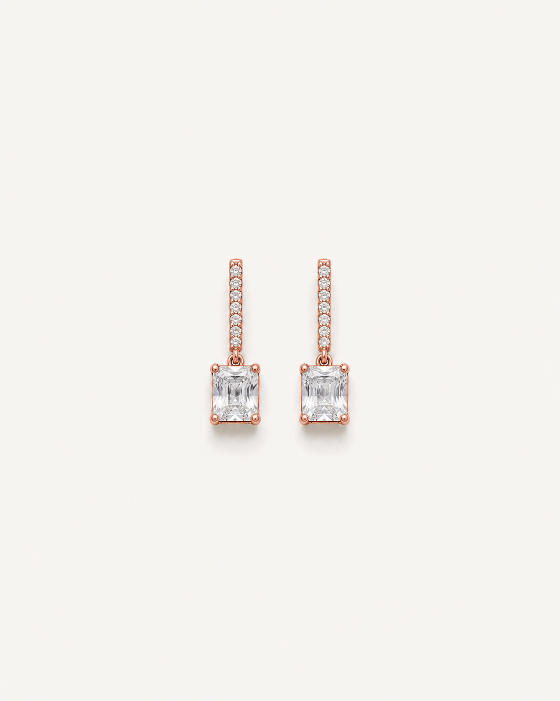 Linear Square Drop Earrings - Rose Gold