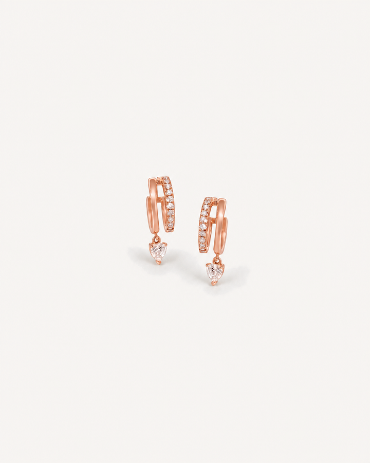 Pear Drop Hoops - Rose Gold