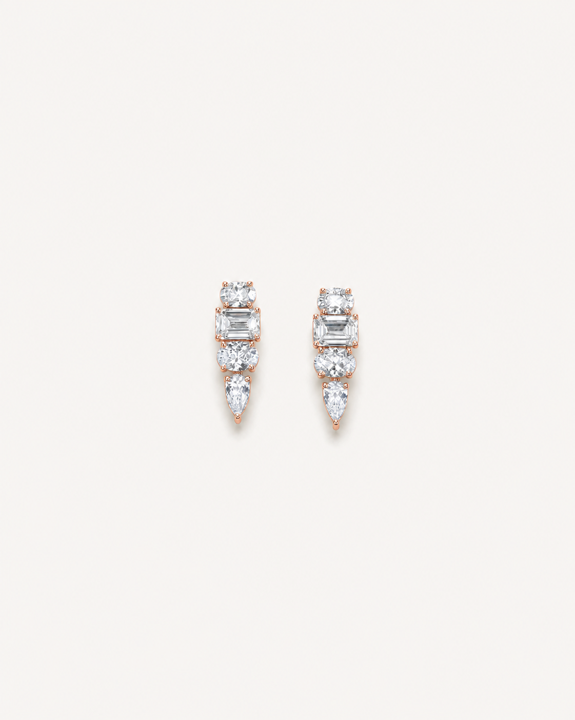 Mixed-Cut Drop Earrings - Rose Gold