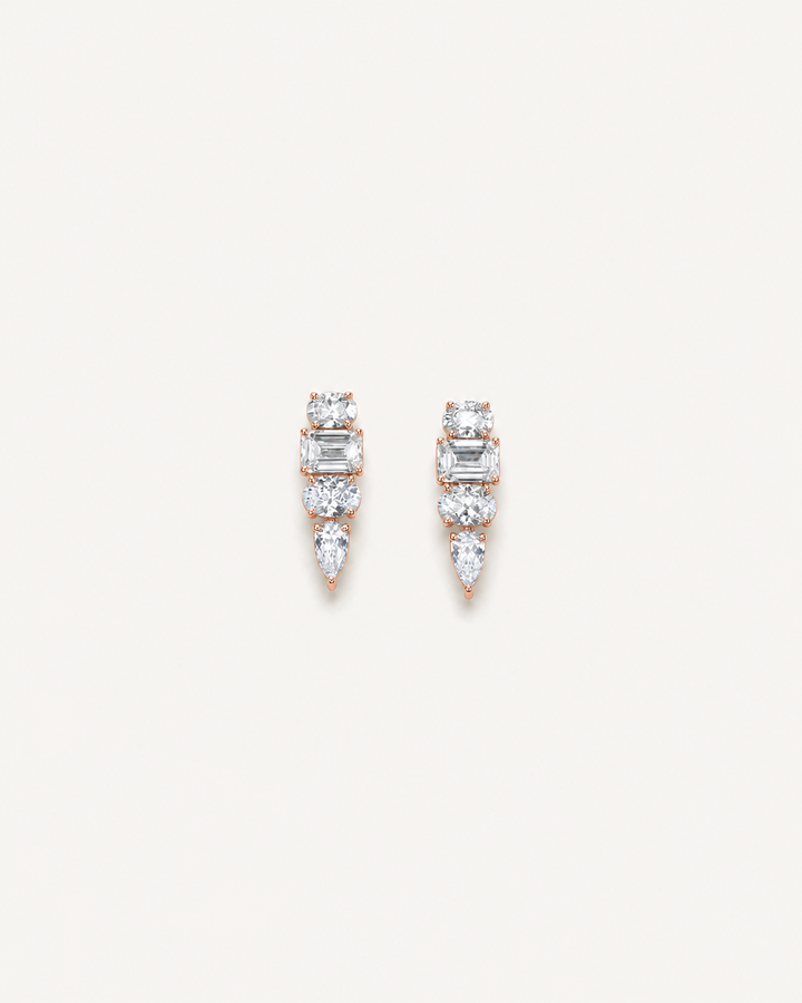 Mixed-Cut Drop Earrings - Rose Gold
