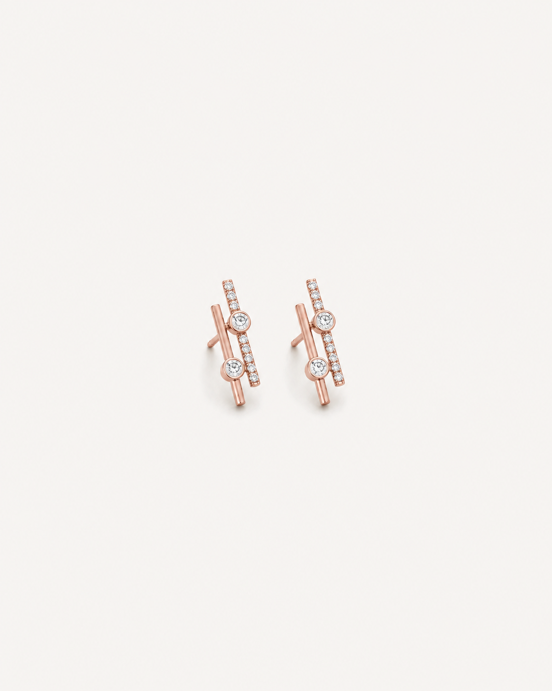 Double Bar Studs - Rose Gold