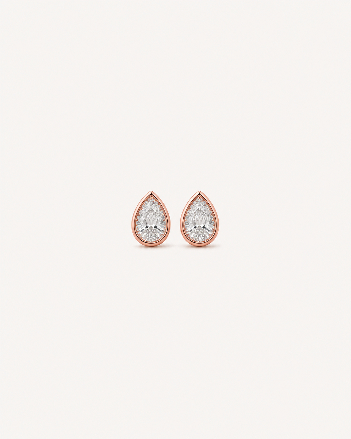 Pear Halo Studs - Rose Gold