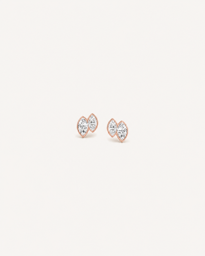 Double Marquise Studs - Rose Gold