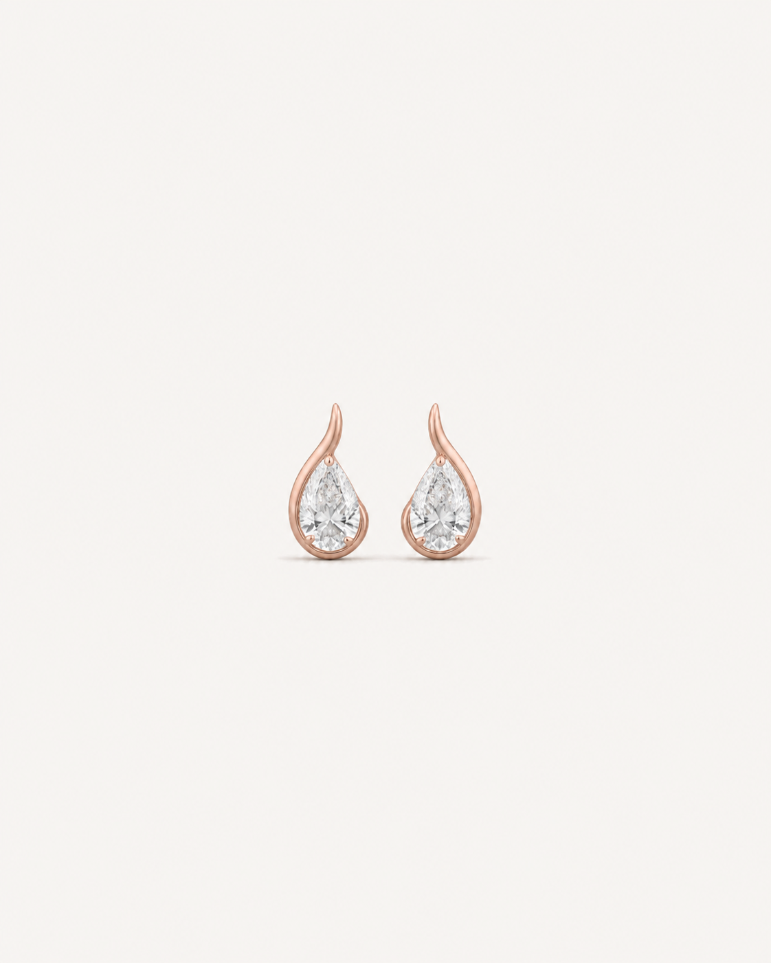 Curved Pear Studs - Rose Gold