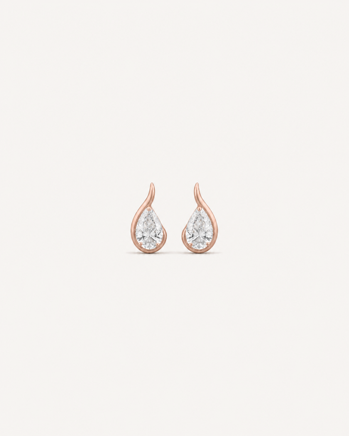 Curved Pear Studs - Rose Gold