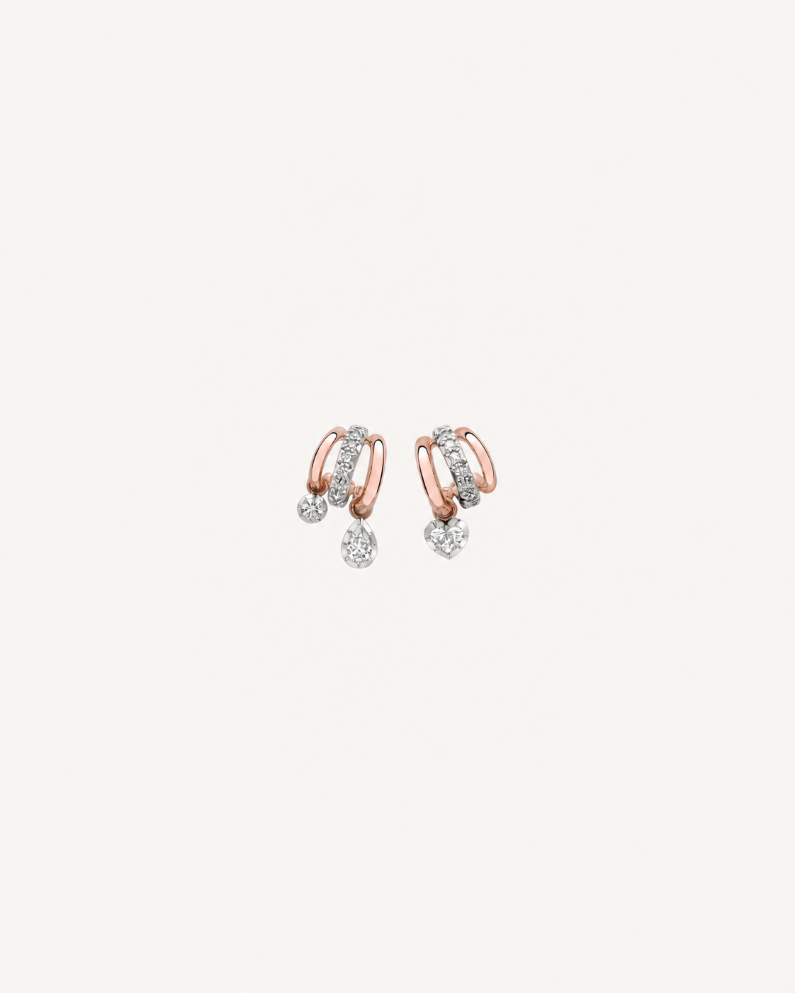 Mixed Charm Hoops - Rose Gold
