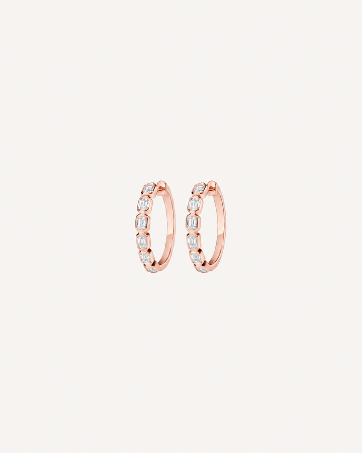 Baguette Link Hoops - Rose Gold