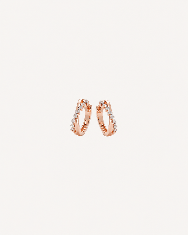 Scalloped Pavé Hoops - Rose Gold