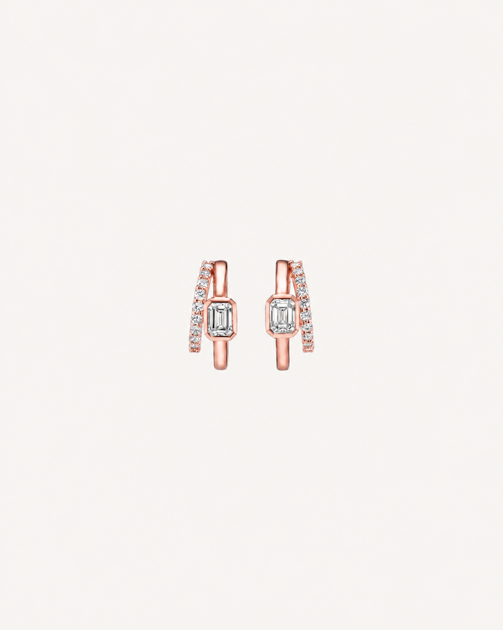 Baguette Bar Hoops - Rose Gold