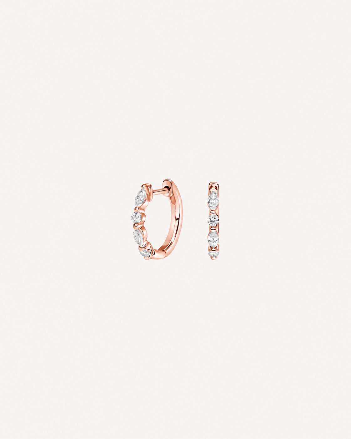 Marquise Station Hoops - Rose Gold