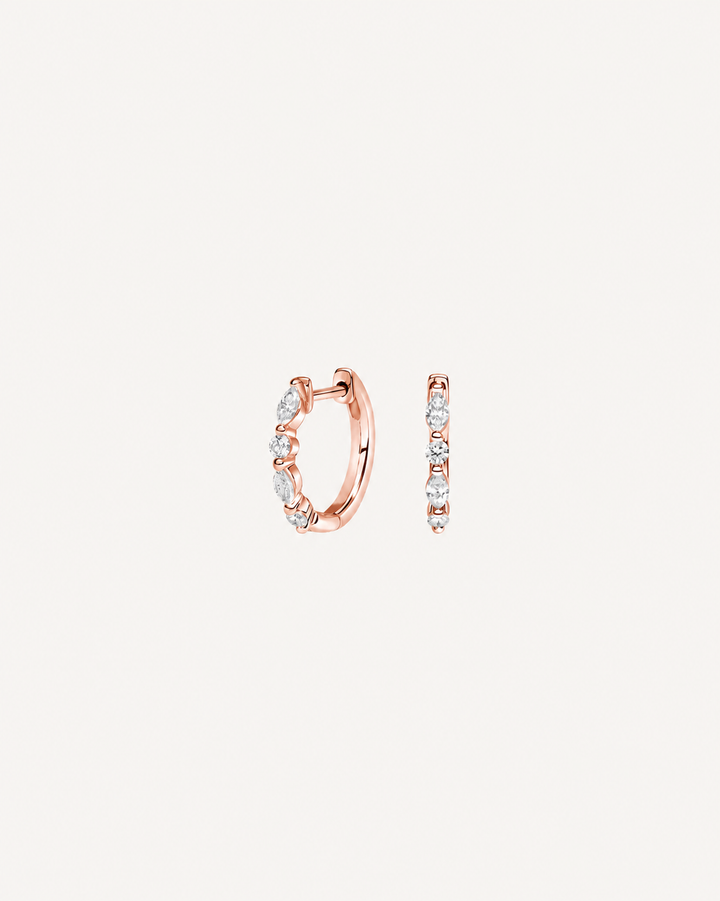 Marquise Station Hoops - Rose Gold
