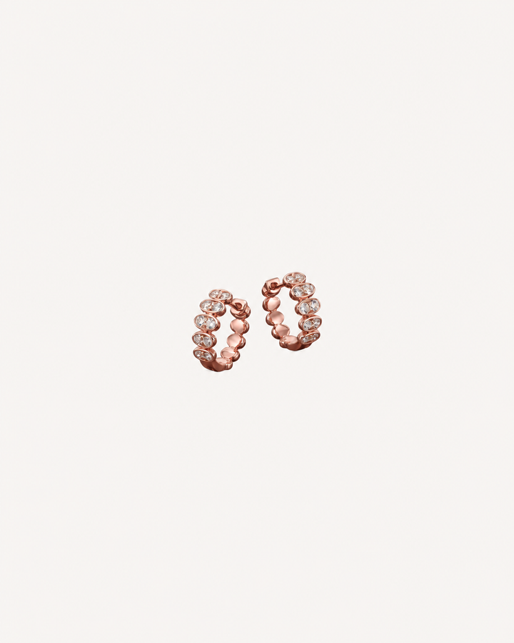 Bezel Row Hoops - Rose Gold