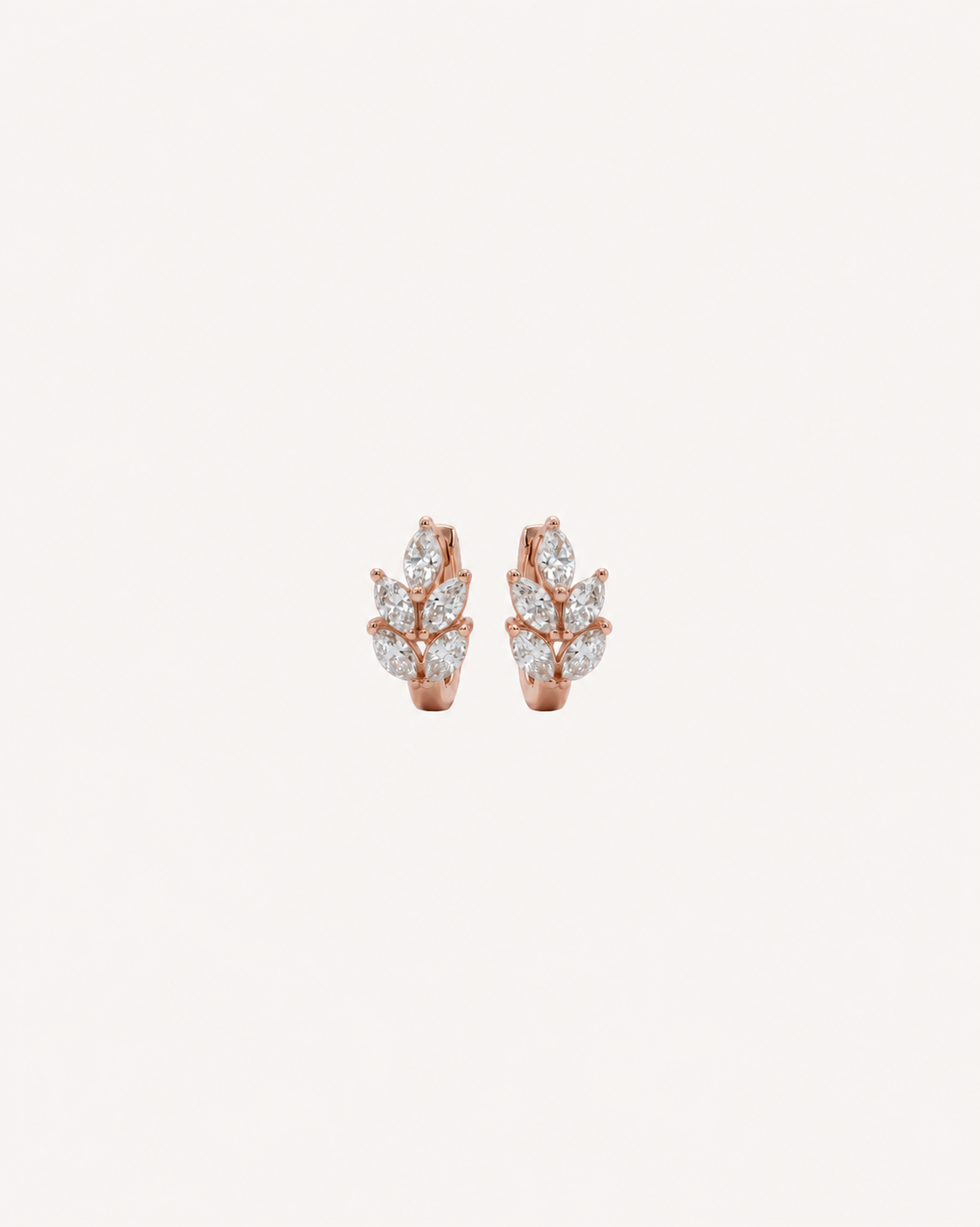 Marquise Leaf Hoops - Rose Gold