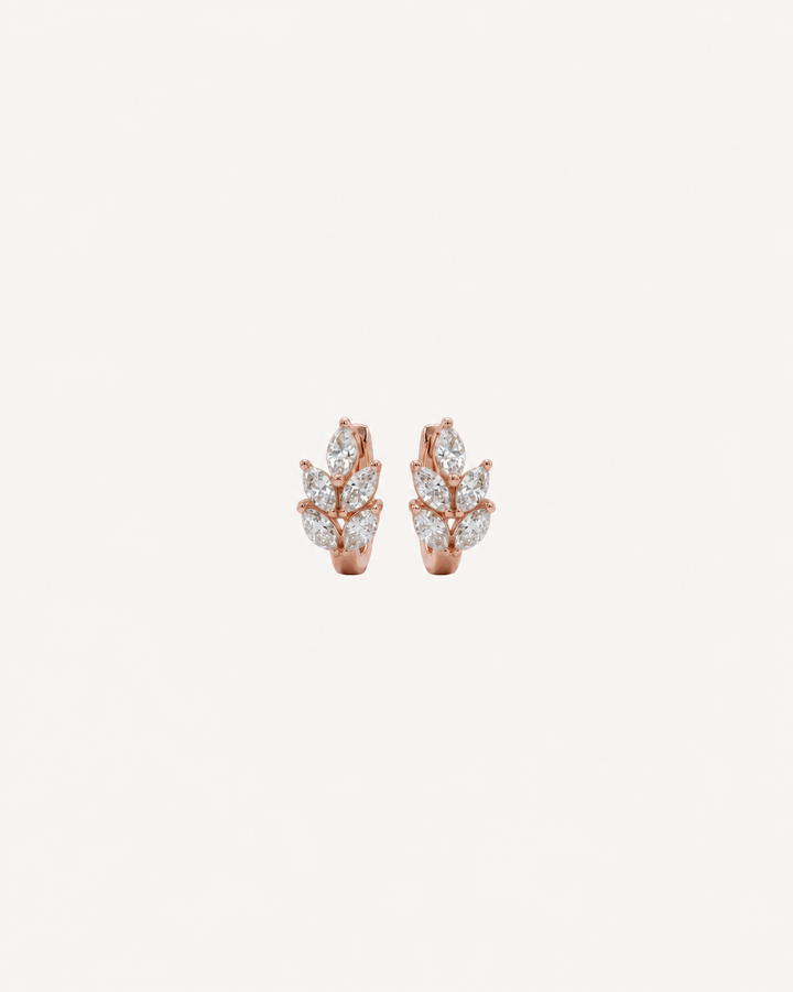 Marquise Leaf Hoops - Rose Gold