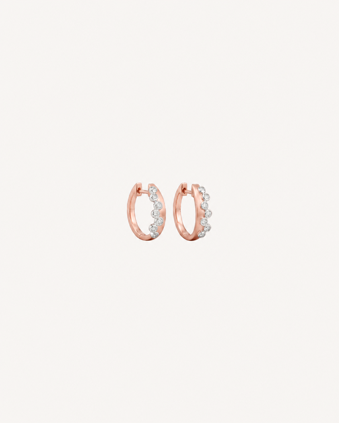 Bezel Pavé Hoops - Rose Gold