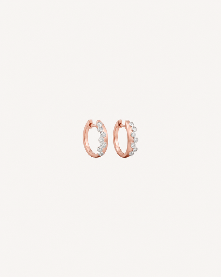 Bezel Pavé Hoops - Rose Gold