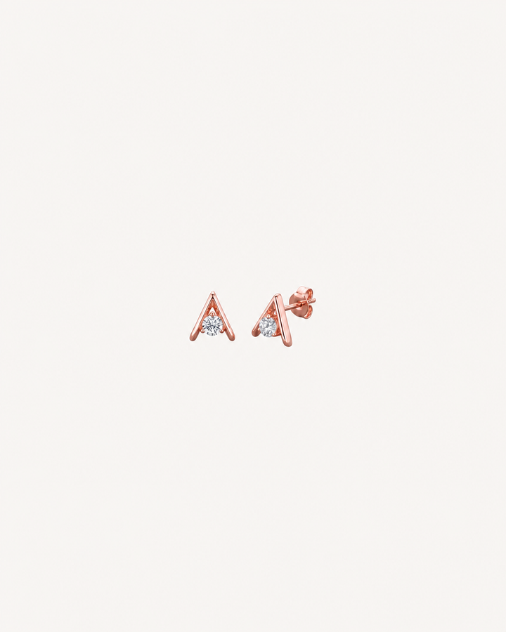 Triangle Solitaire Studs - Rose Gold