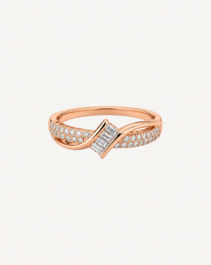Angular Bypass Ring - Rose Gold