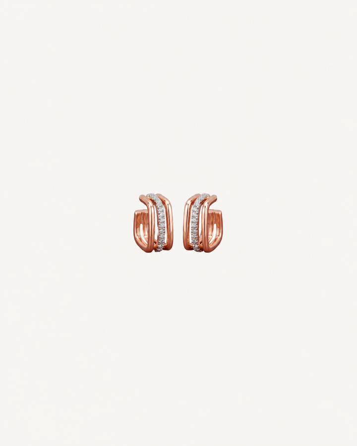 Triple-Band Hoops - Rose Gold
