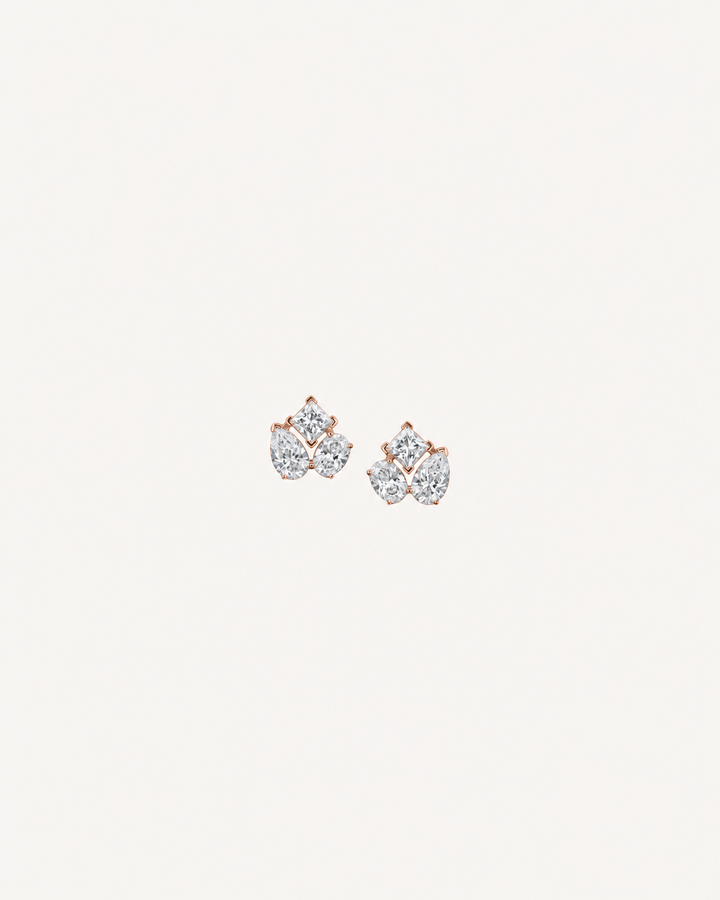 Pear Cluster Studs - Rose Gold