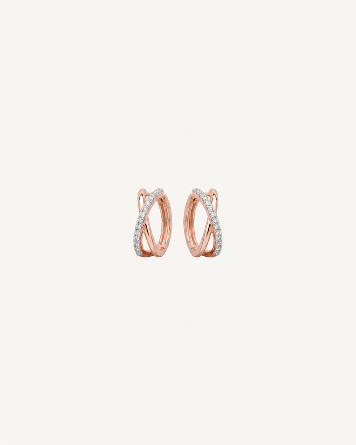Crossing Pavé Hoops - Rose Gold