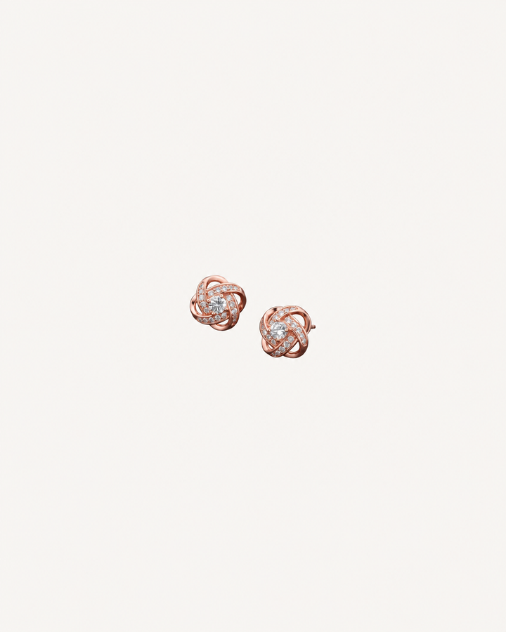 Woven Knot Studs - Rose Gold