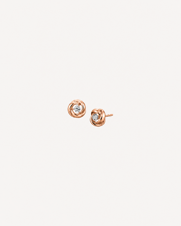 Spiral Solitaire Studs - Rose Gold