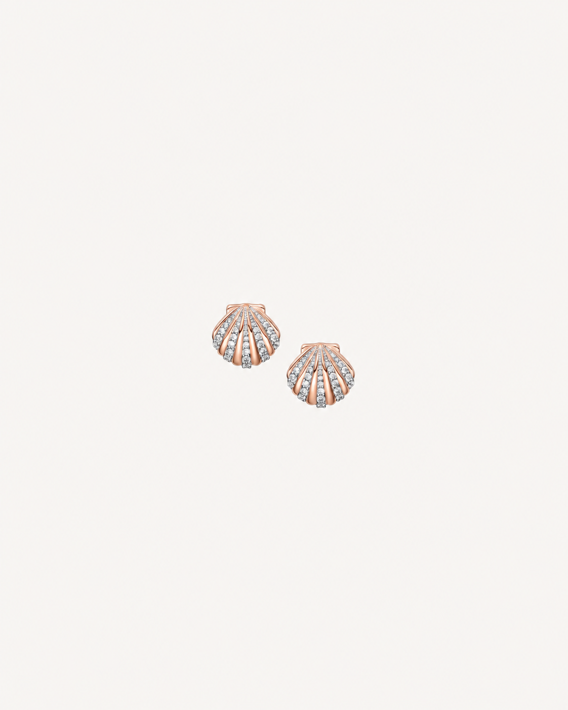 Ribbed Shell Studs - Rose Gold
