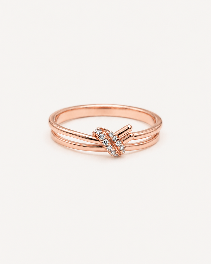 Crossed Cluster Ring - Rose Gold
