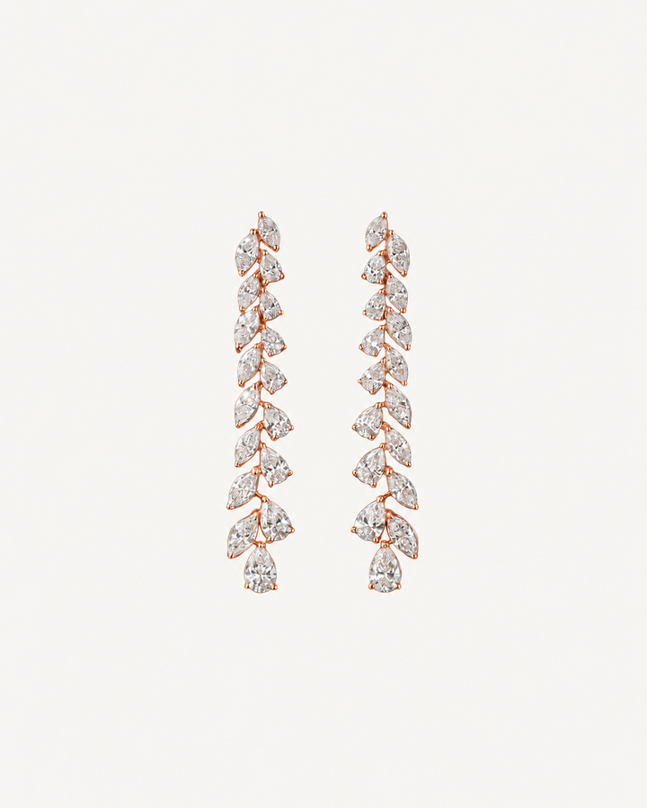 Marquise Line Drop Earrings - Rose Gold