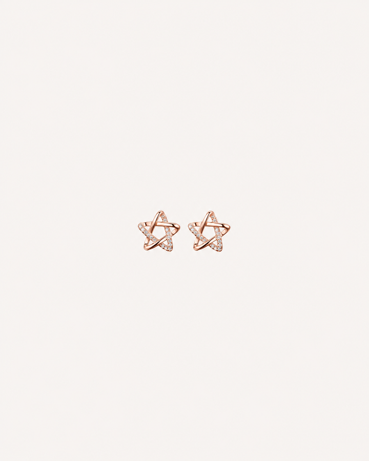 Interwoven Star Studs - Rose Gold