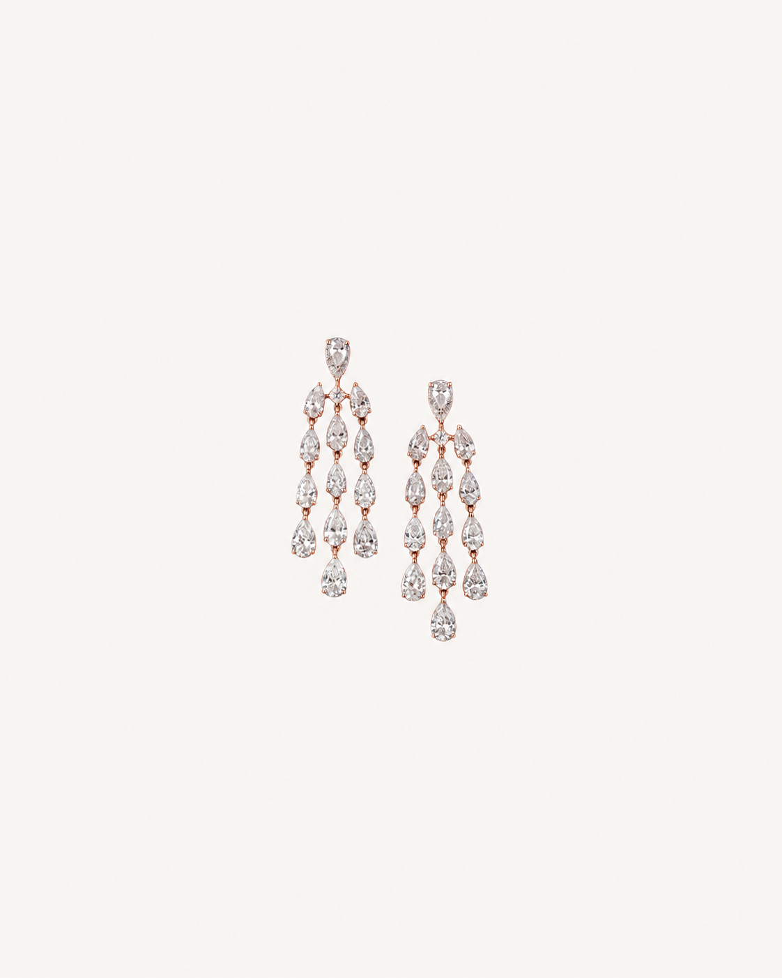 Three-Strand Drop Earrings - Rose Gold
