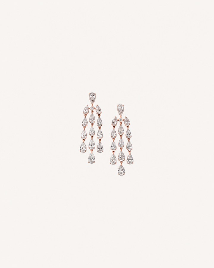 Three-Strand Drop Earrings - Rose Gold