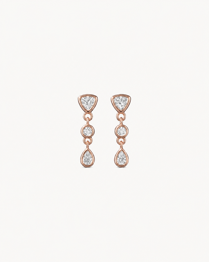 Mixed-Shape Drop Earrings - Rose Gold