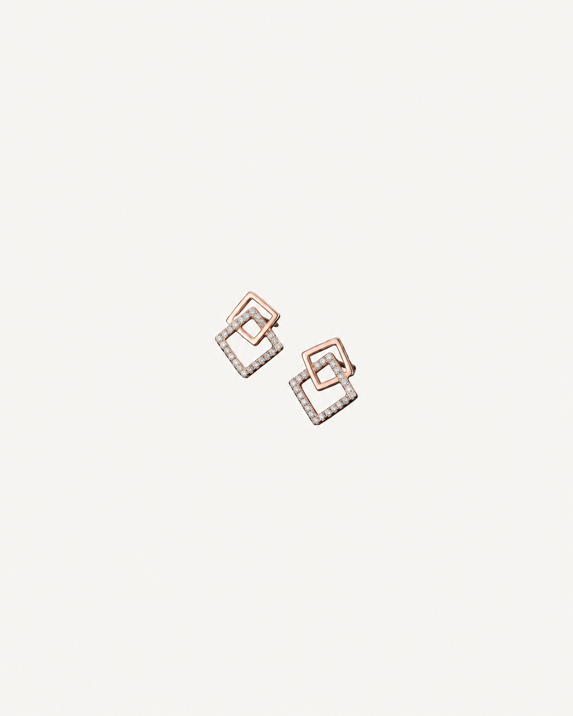 Linked Square Studs - Rose Gold