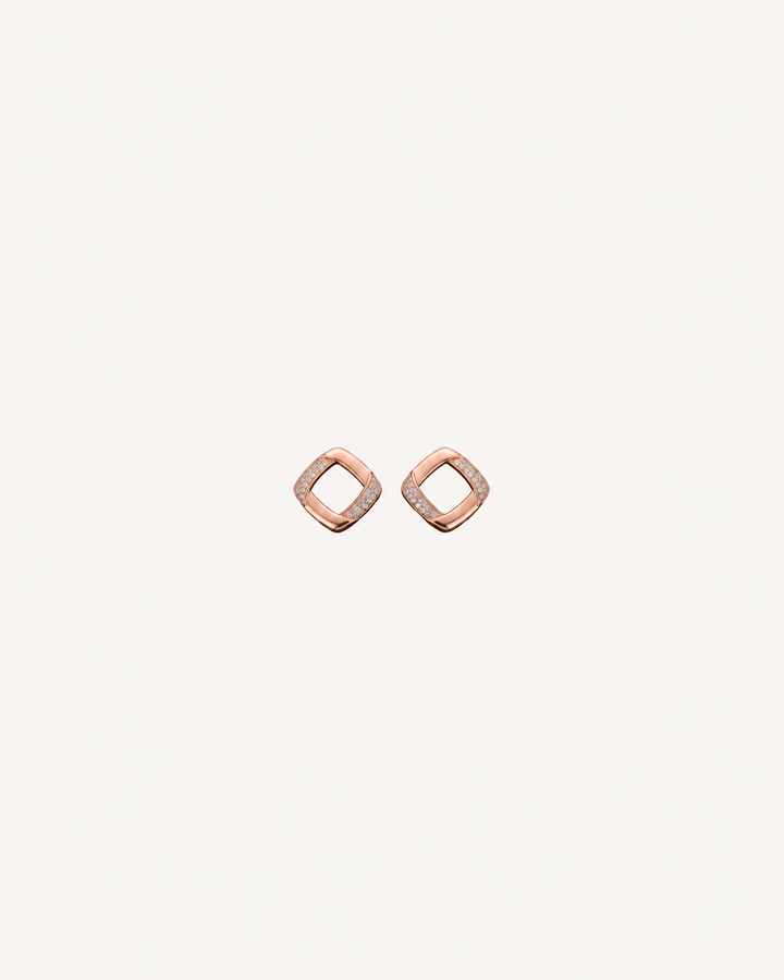 Sculpted Square Studs - Rose Gold