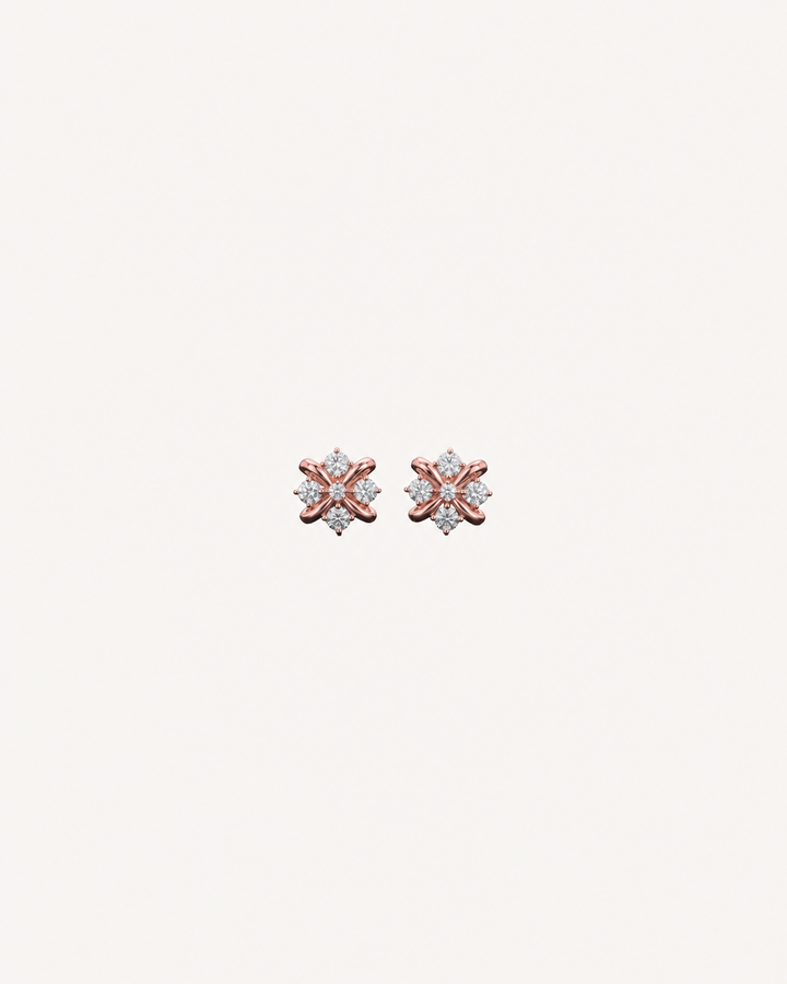 Floral Knot Studs - Rose Gold