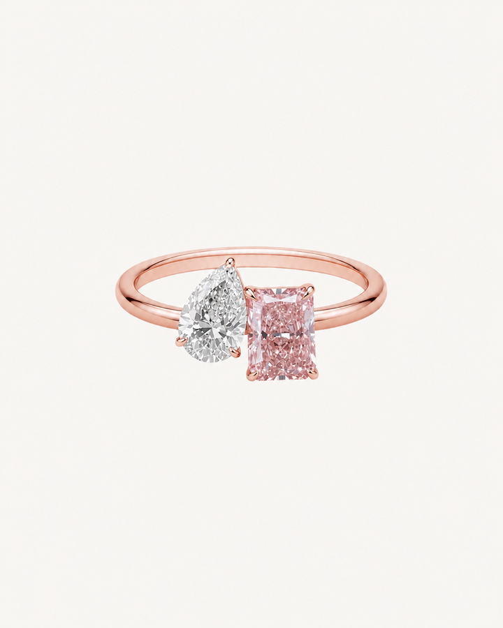 Pink Emerald-Cut Ring - Rose Gold