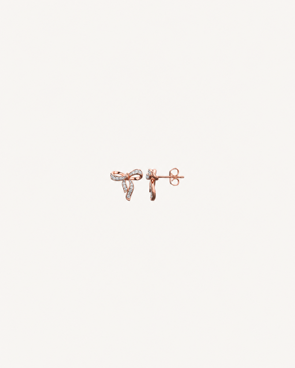 Pavé Ribbon Studs - Rose Gold