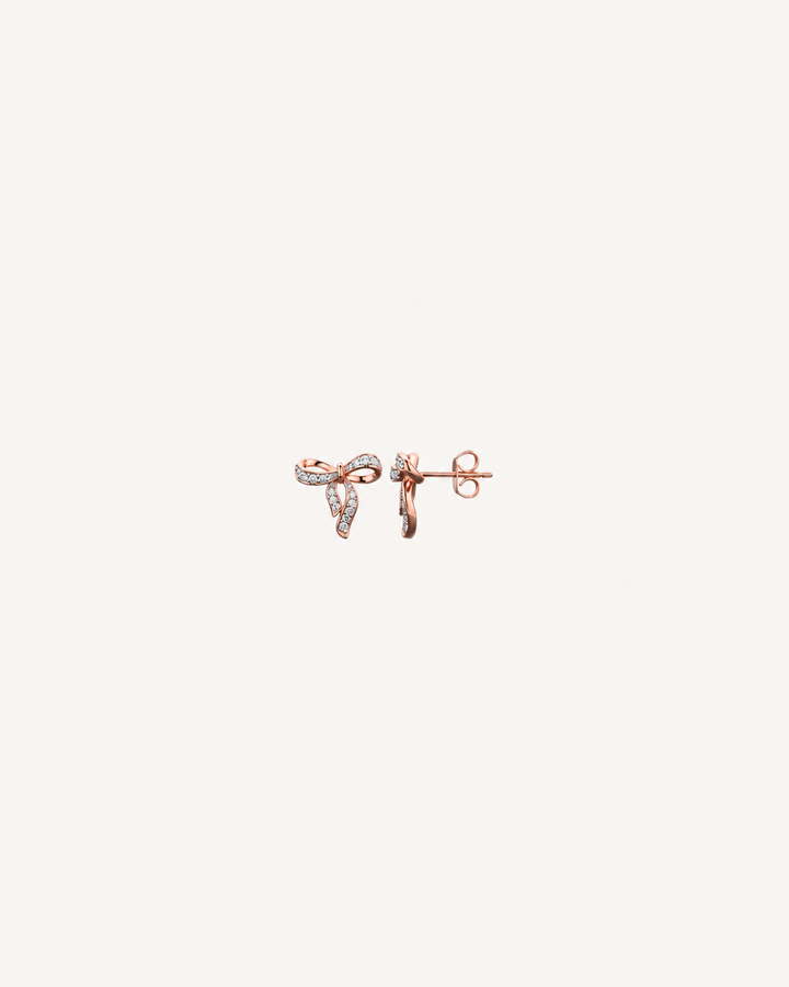 Pavé Ribbon Studs - Rose Gold