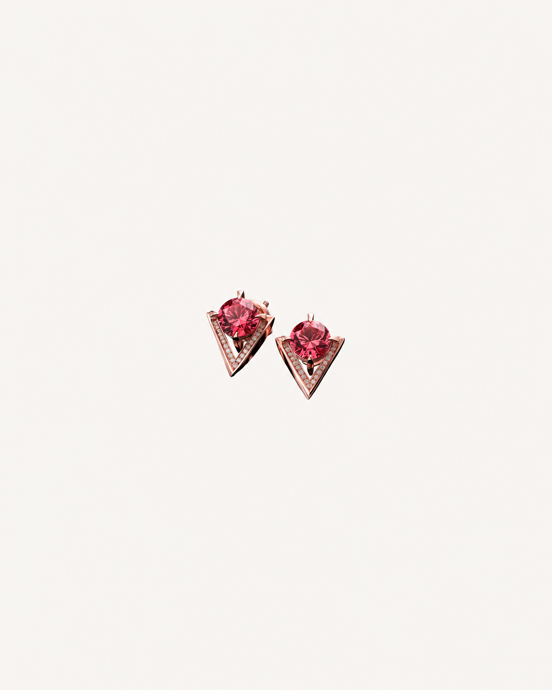 Pink Chevron Studs - Rose Gold