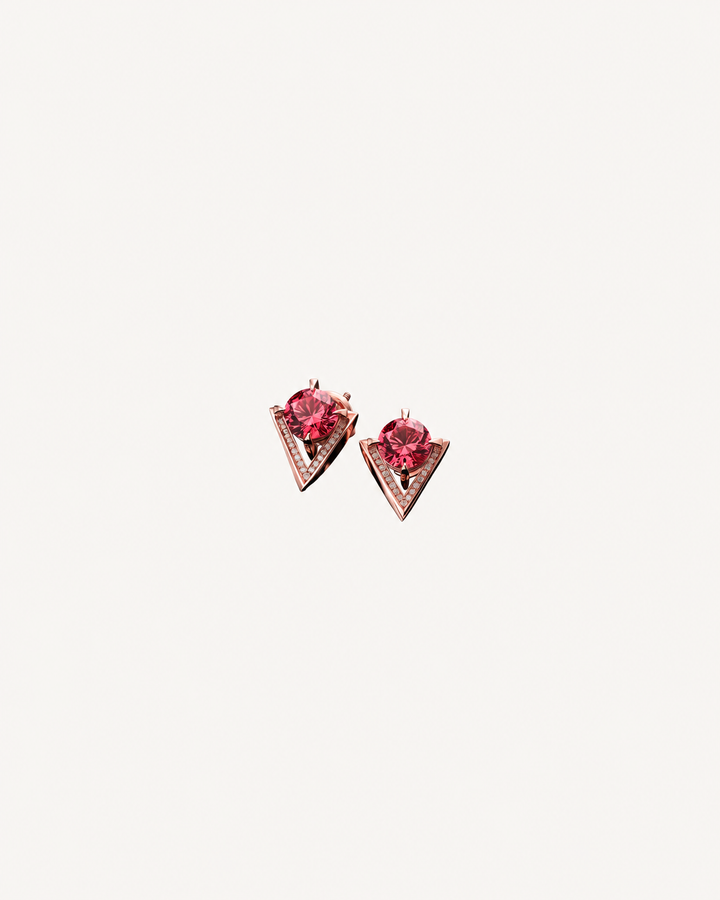 Pink Chevron Studs - Rose Gold