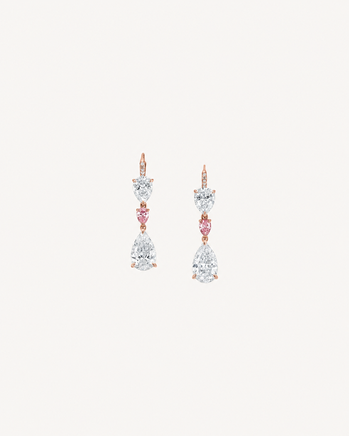 Pink Pear Drop Earrings - Rose Gold