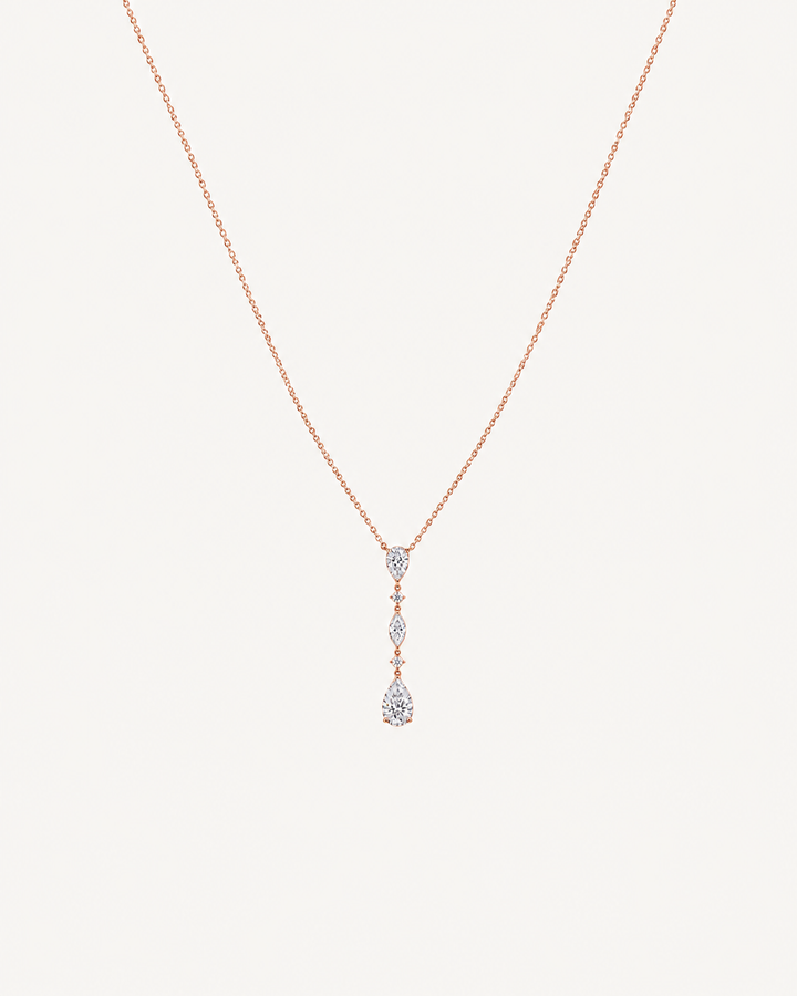 Graduated Pear Necklace - Rose Gold