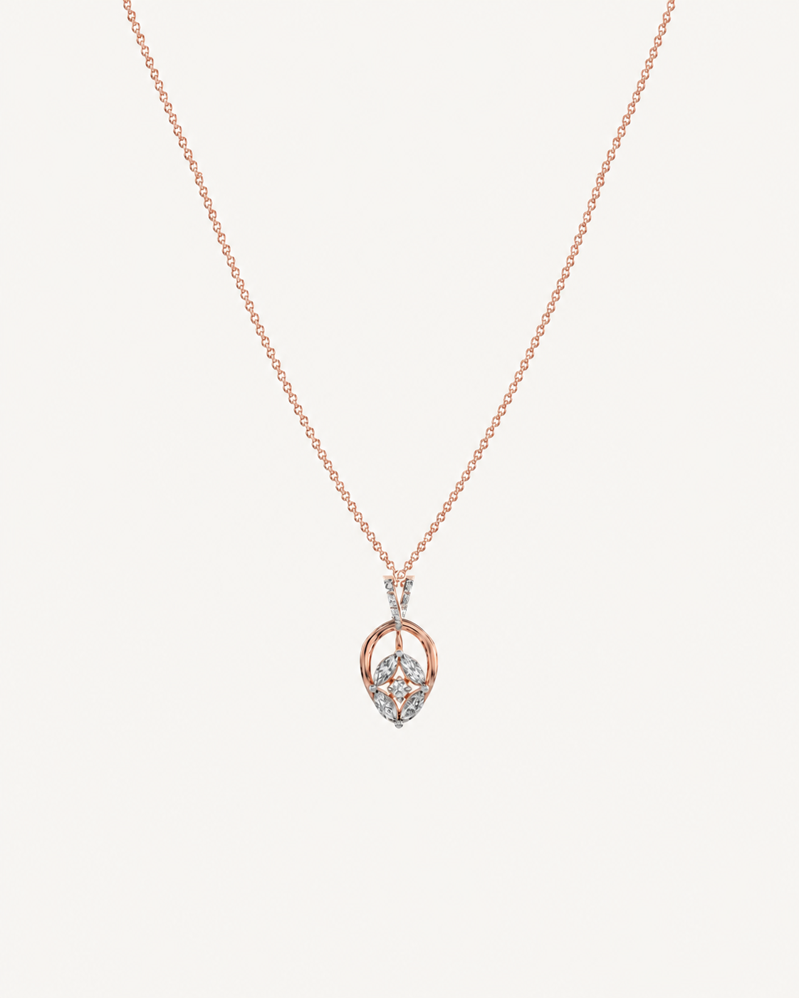 Framed Leaf Necklace - Rose Gold